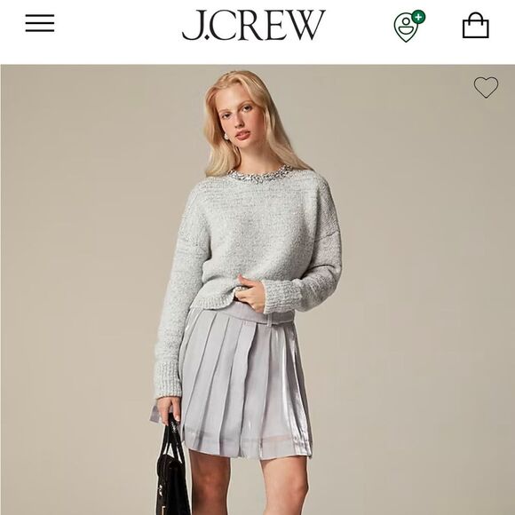 NWT Jcrew Embellished pullover sweater with rhinestone collar and sparkle knit M - Picture 2 of 12